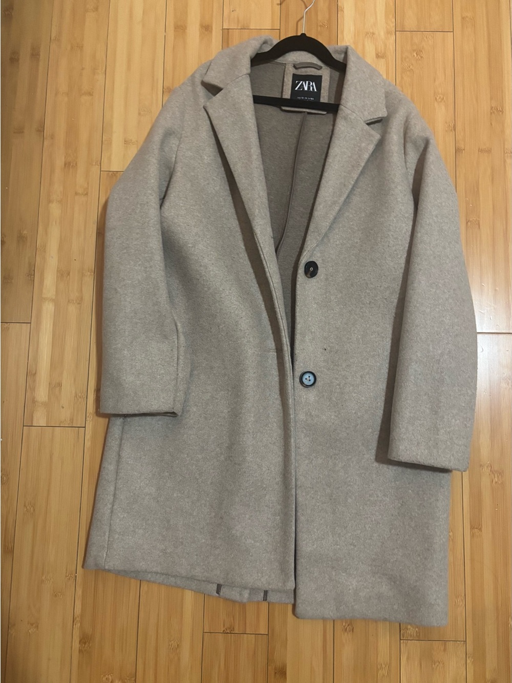 Zara Beige Single-Breasted Wool-Blend Trench Coat